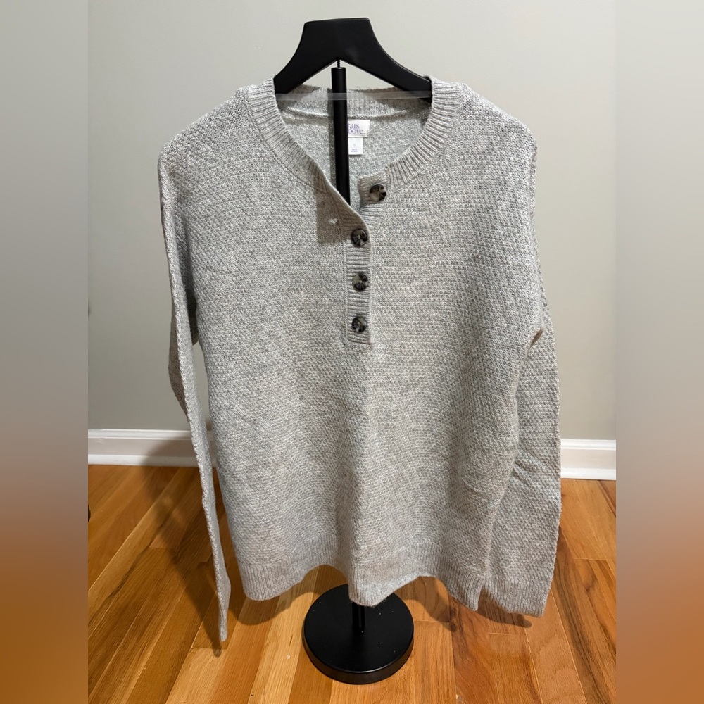 Stars Above Light Gray Button-Up Women's Sweater